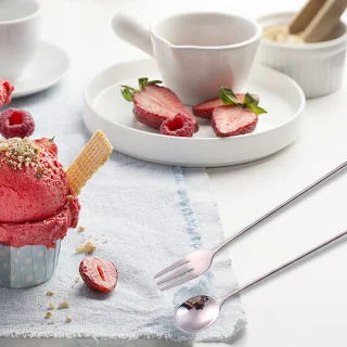 4x RVS bestekset dessertlepels en vorken Ster zilver