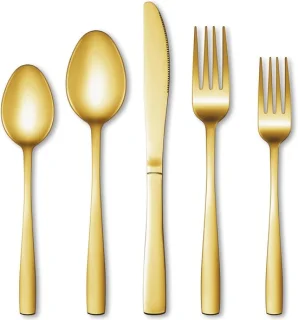 5-delige 1-persoons bestekset goud/zilver