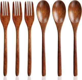 6-delig houten eetbestek