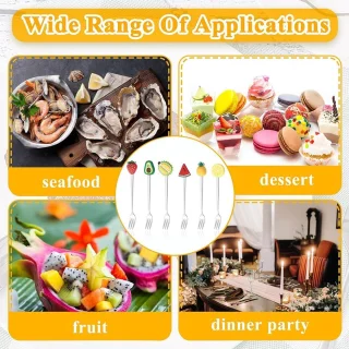6-delige bestekset - Dessertlepel - Fruitvork - Voorgerechtenlepel - Roestvrijstalen bestek - Koffieroerlepel - Fruitpatroon - Saladevork - Verpakt in geschenkdoos - Voor fruit, yoghurt, voorgerechten, koffie (16 cm - zilver)