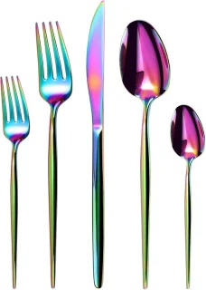6-delige bestekset, regenboogkleurig
