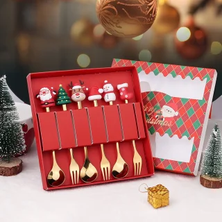 6-delige kerstbestekset – dessertset (rode verpakking)