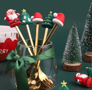 6-delige kerstbestekset – dessertset (rode verpakking)