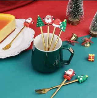 6-delige kerstbestekset – dessertset (rode verpakking)