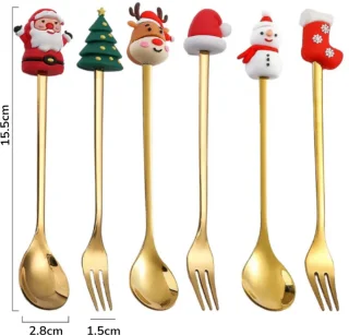 6-delige kerstbestekset – dessertset (rode verpakking)