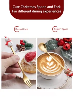 6-delige kerstvorken en -lepels decoratieset