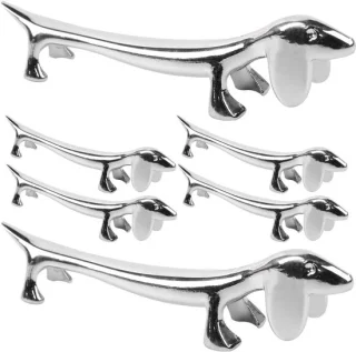 6-delige set hondvormige bestekhouders, zinklegering (zilver)