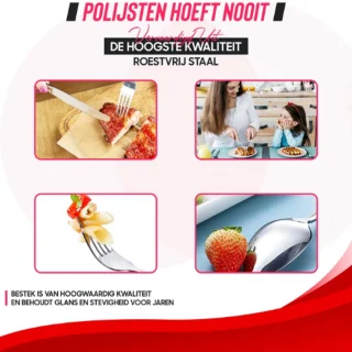 6-Persoons Roestvrijstalen Bestekset 24-Delig met Goudkleurige Opbergkoffer