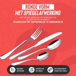 6-Persoons Roestvrijstalen Bestekset 24-Delig met Goudkleurige Opbergkoffer