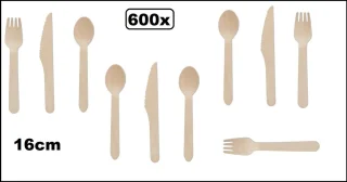 600x Bestekset Hout Lepel Vork Mes Next Generation