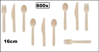 600x Bestekset Hout Lepel Vork Mes Next Generation
