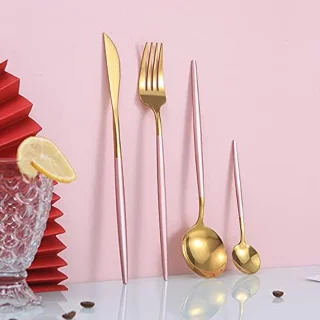 8-delige bestekset zwart/goud (2 personen)