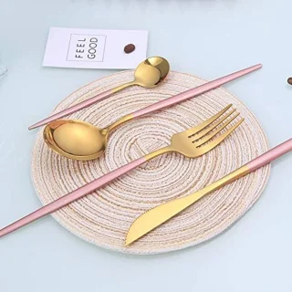 8-delige bestekset zwart/goud (2 personen)