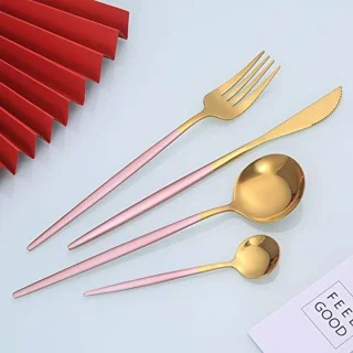 8-delige bestekset zwart/goud (2 personen)