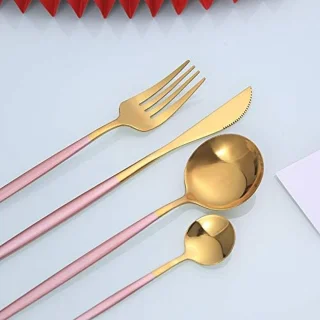 8-delige bestekset zwart/goud (2 personen)