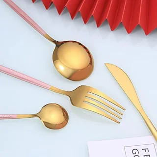 8-delige bestekset zwart/goud (2 personen)