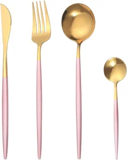 8-delige bestekset zwart/goud (2 personen)