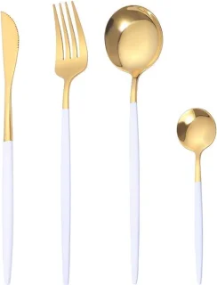 8 stuks gouden bestekset van roestvrij staal