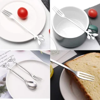 8x RVS theelepels en gebaksvorkjes 12,1 cm zilver
