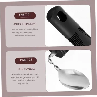 Aangepast bestek lepel kruis 2 stuks met dikke greep