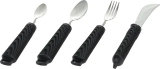 Aangepast dik bestek 4-delig zwart met soft grip