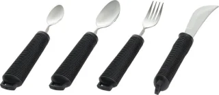 Aangepast dik bestek 4-delig zwart met soft grip