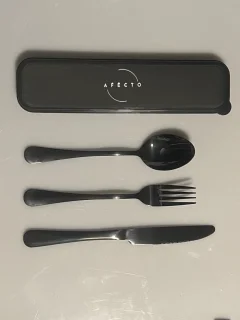 Afecto bestekset to go zwart RVS