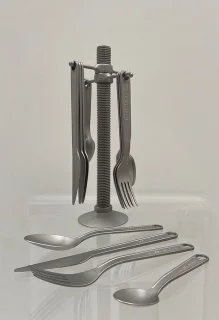 Alessi Conversational Objects bestek met houder By Virgil Abloh