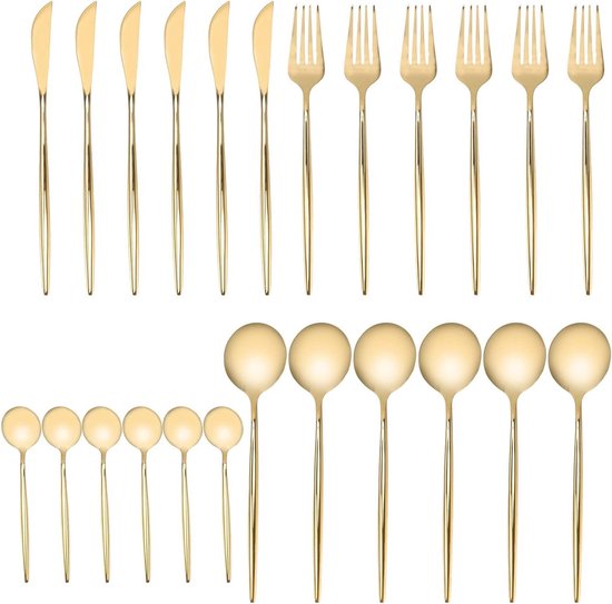 Allecto Plus Bestek Set 24-delig RVS Goud Zilver