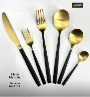 Almina Isabella Bestekset 36-delig Zwart/Goud