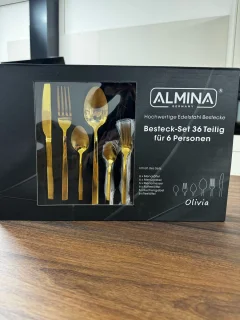 Almina Olivia Bestekset 36-delig 6 Personen Dof Goud
