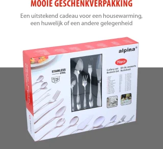 Alpina Bestekset RVS 70-delig 12 Persoons Zilver