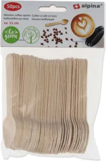Alpina Houten Theelepel 11cm - 50 stuks