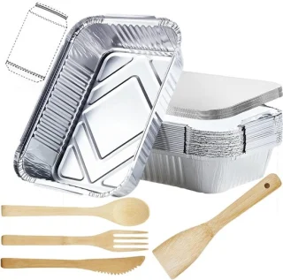 Aluminium wegwerp schalen met deksel - 20x 1900 ml