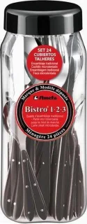 Amefa Bistro Bestekset 24-delig Zwart Roestvrij staal