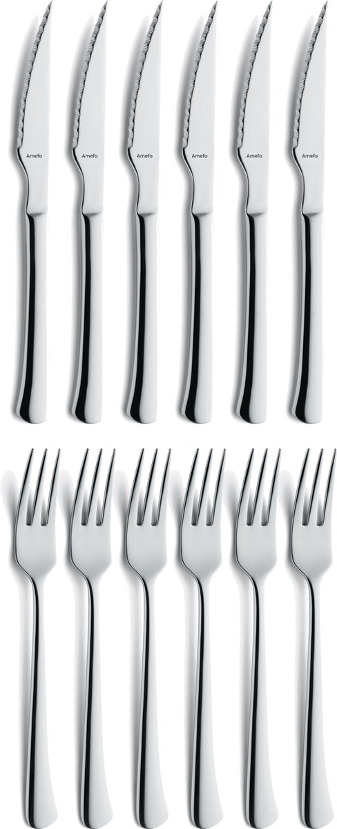 De Amefa Chuletero Steakset 12-delig RVS zilver in één oogopslag