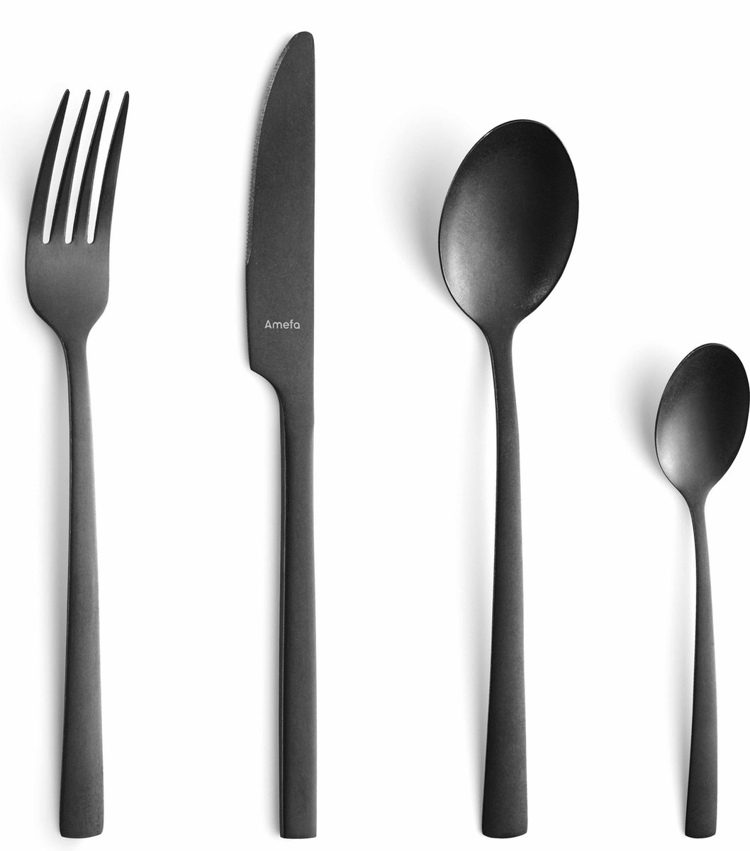 De Amefa Manille 16-delige bestekset Stonewash Zwart in één oogopslag