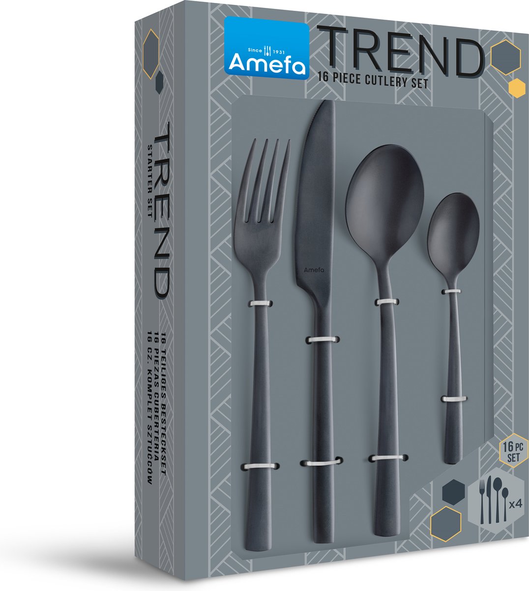 Wat vinden we goed aan de Amefa Manille 16-delige bestekset Stonewash Zwart
