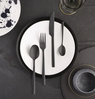 Amefa Manille 16-delige bestekset Stonewash Zwart