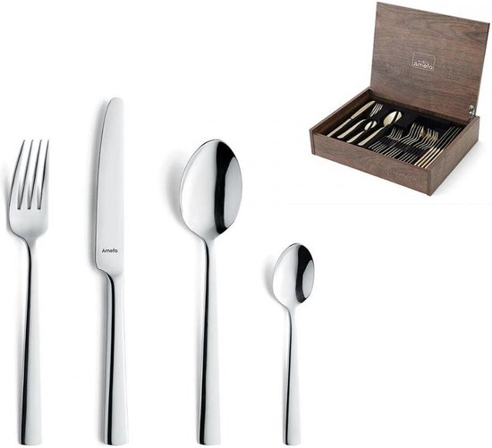 Amefa Moderno 24-delig bestekset zilver in houten kist review