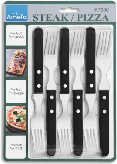 Amefa Pizza Steakvorken Zwart 6 Stuks