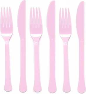 Amscan Feest bestek setje 72-delig lichtroze kunststof