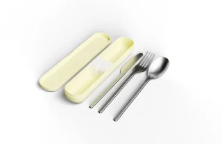 Amuse Nello Bestekset Butter – Rvs 18/10, vork, mes en lepel – geel