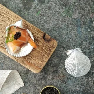 Anovi Luxe Zilvertinnen Amuse Schelpen Set 4