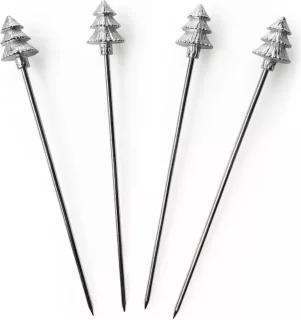 Anovi Tapasprikkers Kerstboom Zilvertin 8 cm Set van 4
