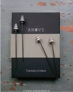 Anovi Tapasprikkers Kerstboom Zilvertin 8 cm Set van 4
