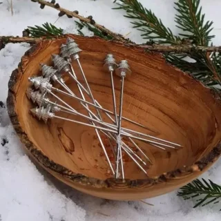 Anovi Tapasprikkers Kerstboom Zilvertin 8 cm Set van 4