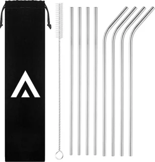 ARISENN RVS herbruikbare rietjes set 8 stuks
