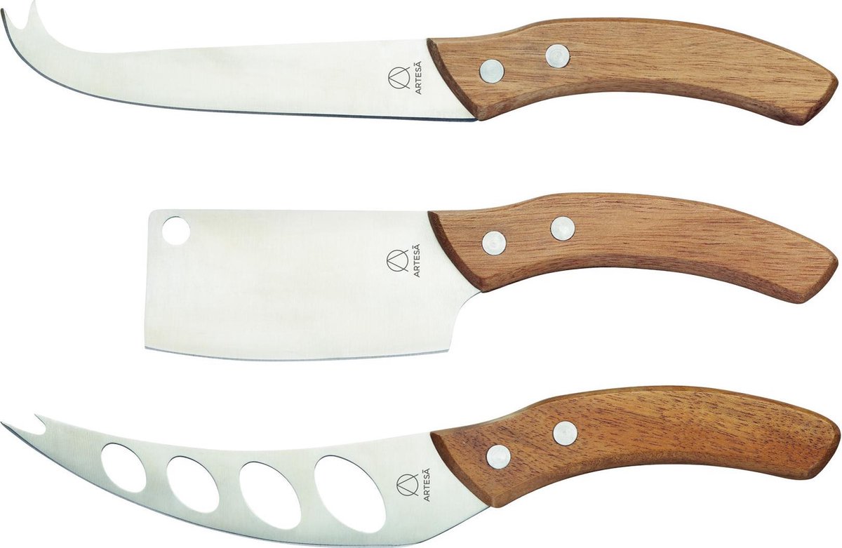 Artesà Kaasmessen Set 3 RVS Acacia Hout