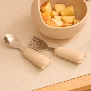 Atmosphera Yum Kinderbestekset Vork & Lepel Beige